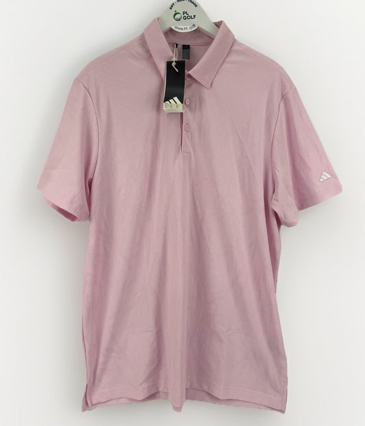 Adidas Go-To Textured Golf Polo Men's Size Large Clear Pink Short Sleeve/329380