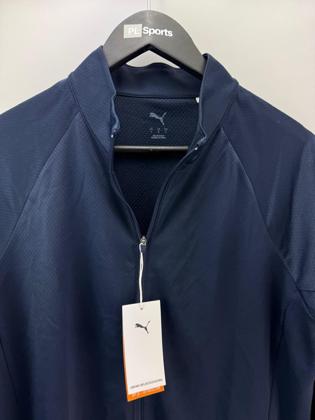 Womens Puma Lightweight Full Zip Knitted Golf Jacket Deep Navy Size L/ 300803