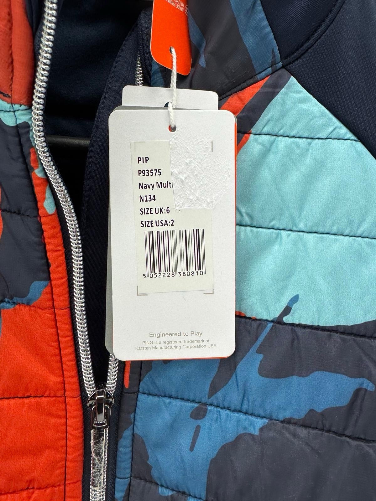 Ping Ladies Hybrid Golf Jacket Size UK 6 Navy Multi Brand New/ 307606