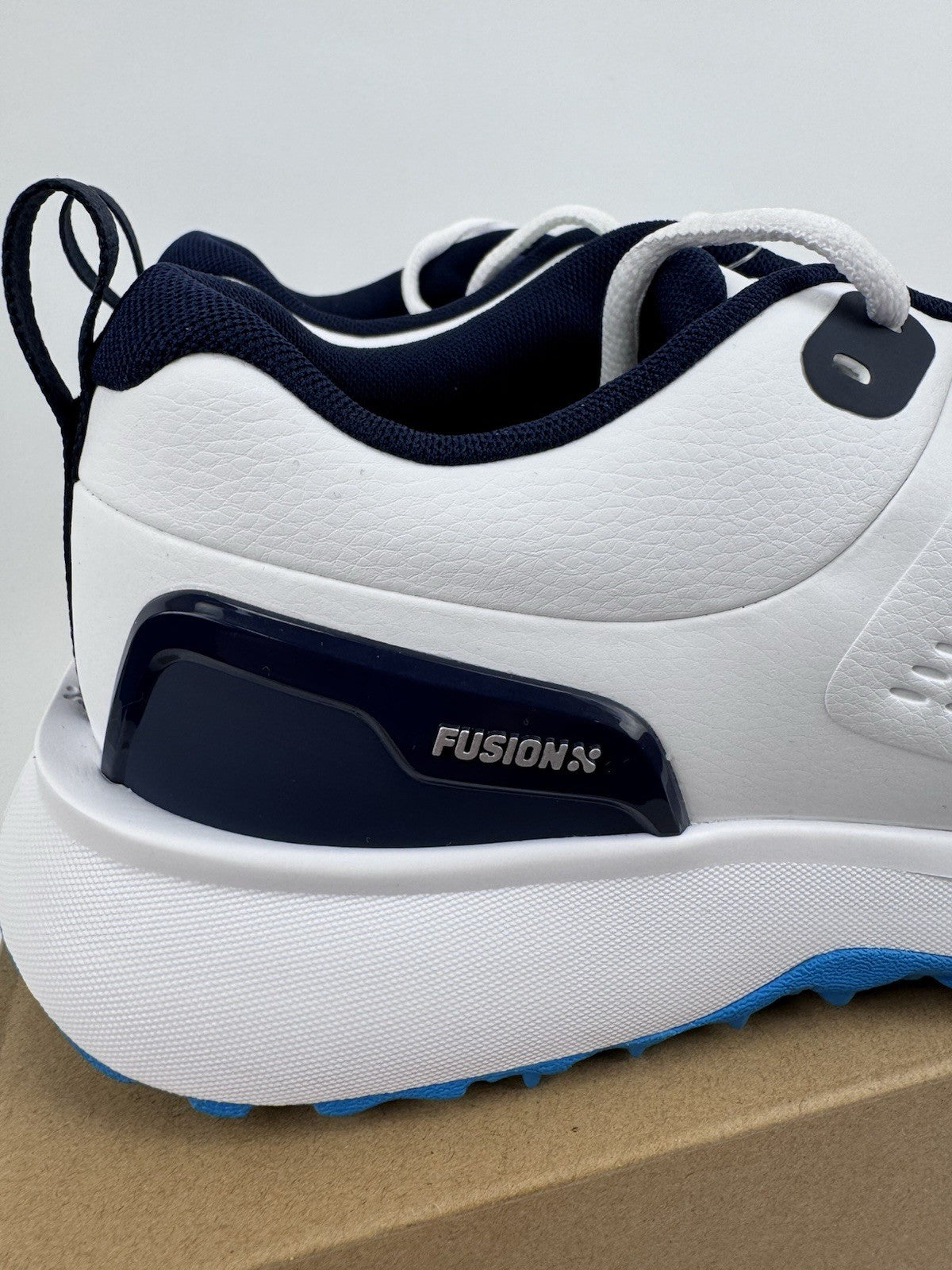 Puma Fusion Plus SL Golf Shoes Men's UK 9.5 White Deep Navy Waterproof/318536