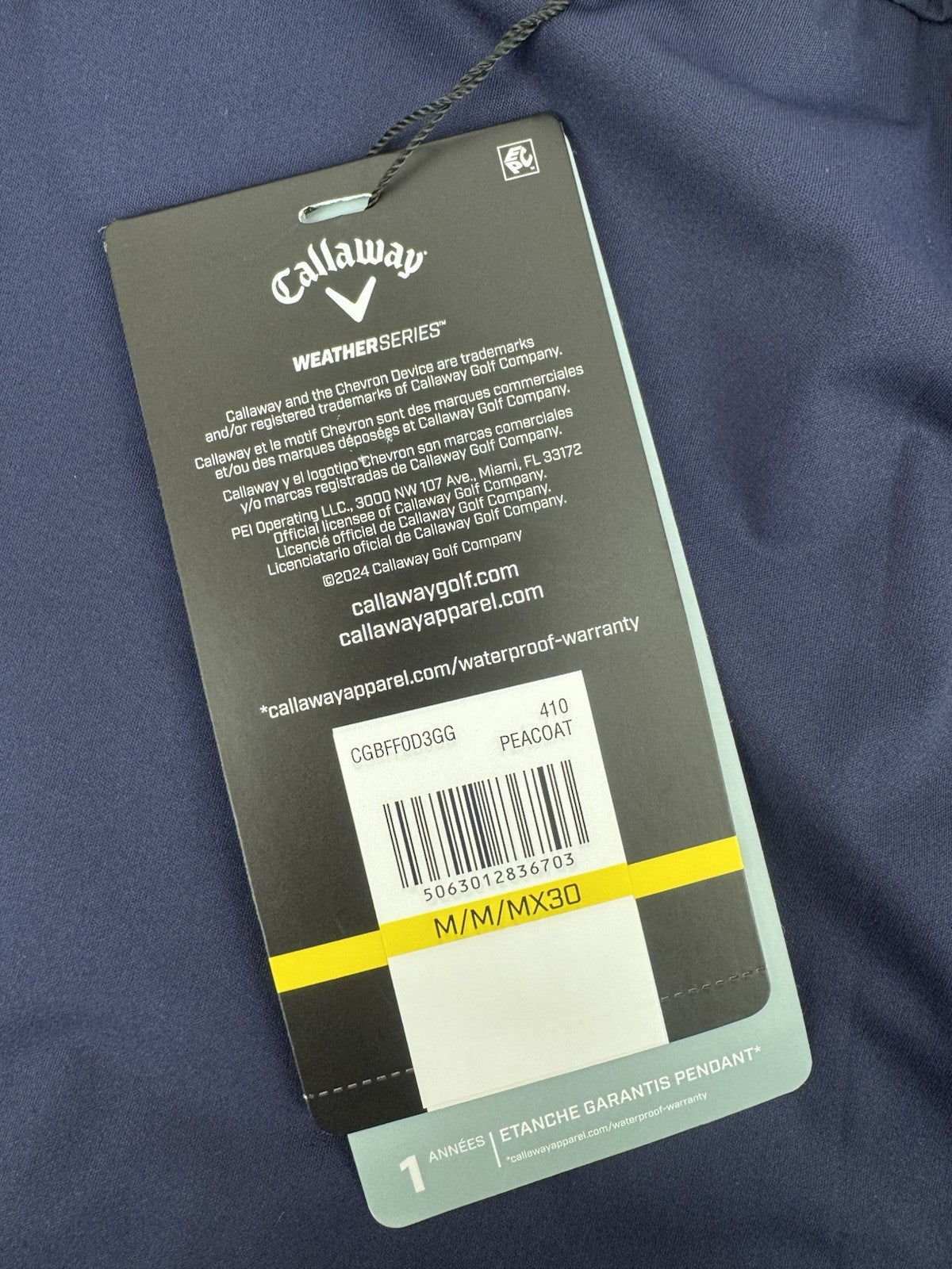 Callaway Weather Series Waterproof Golf Trousers Men's Size Medium Navy/324028