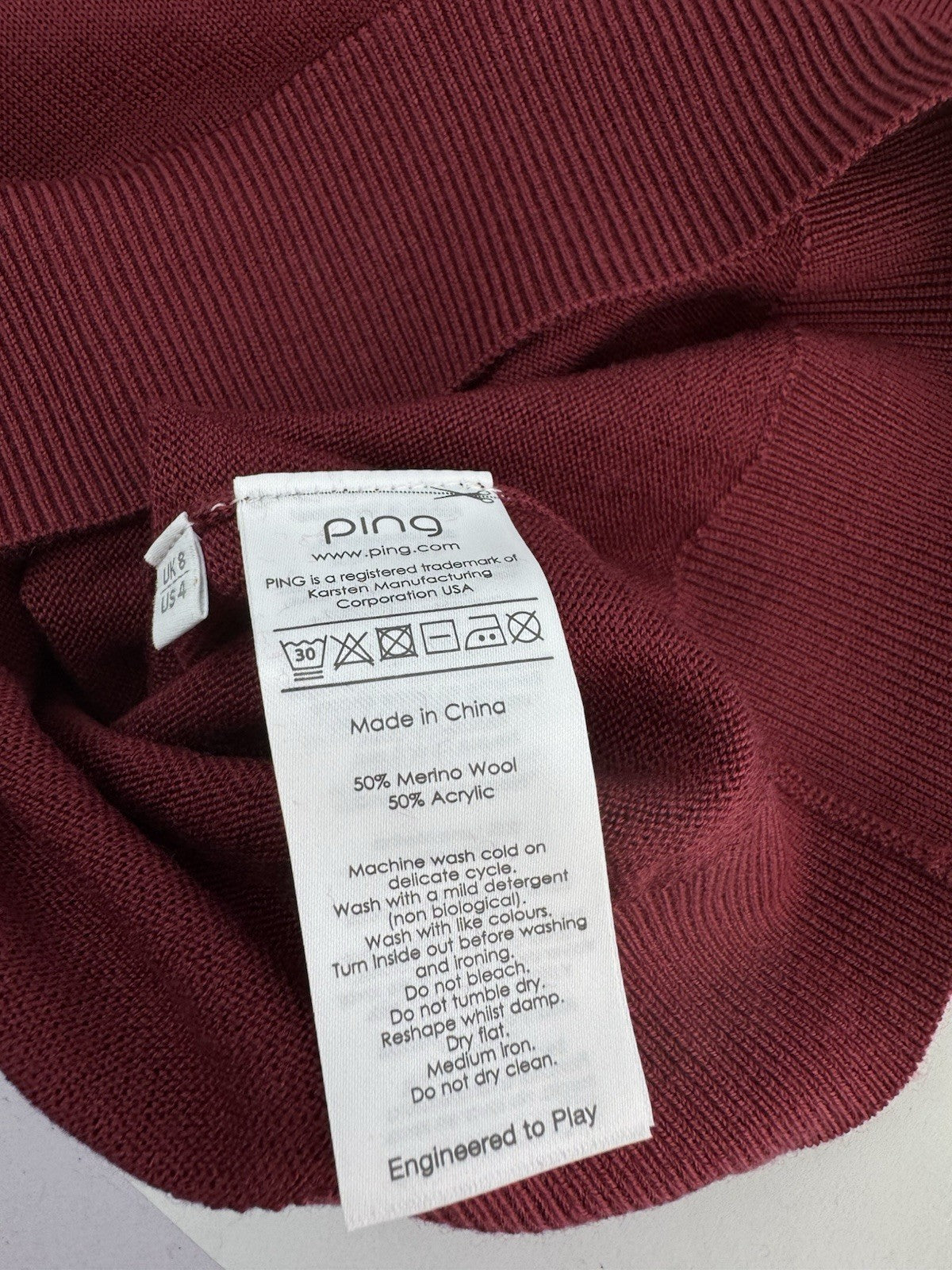 Ping Ladies Pullover Jeanie Roll Neck Long Sleeve UK 8 /Merino Wool /New /252179
