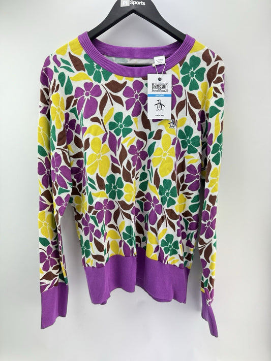 Penguin Golf Ladies Pullover Printed Floral Purple Cactus UK XL /New /300860