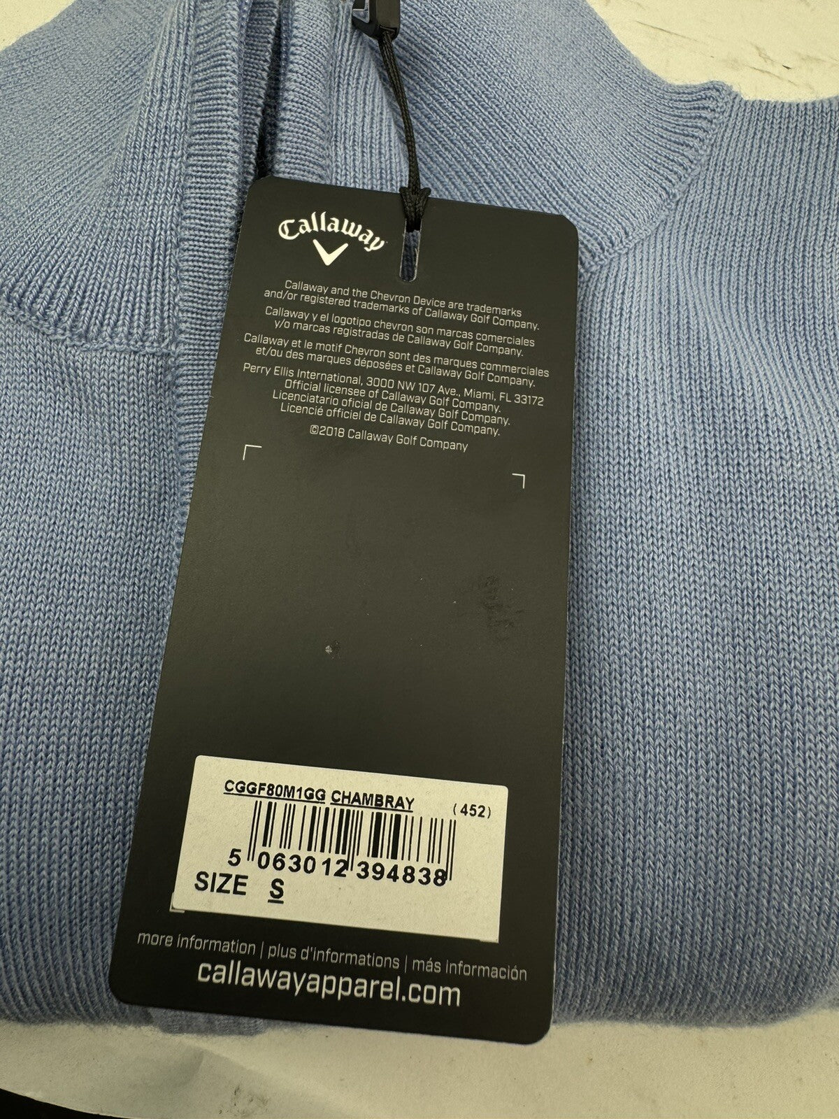 Callaway Odyssey Mens Pullover Blended Merino Thermal UK S /Blue /New /199929