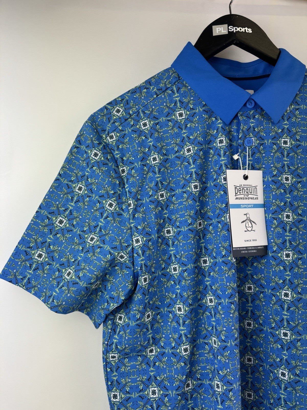 Men’s Original Penguin All Over Cocktail Golf Polo Size Small/ French Blue/311364