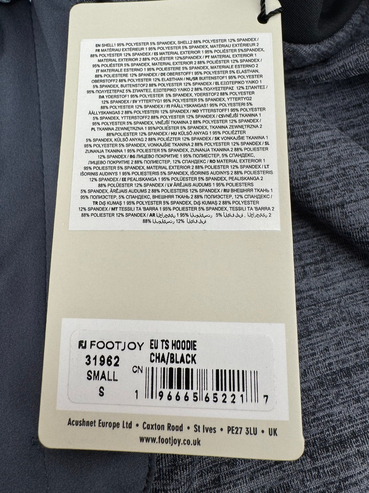 FootJoy Thermo Series Hoodie Men's Small Charcoal Black Activewear/337521