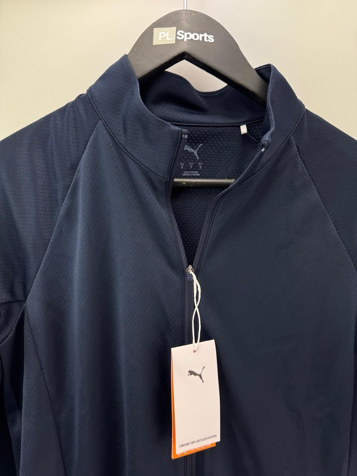Womens Puma Lightweight Full Zip Knitted Golf Jacket Deep Navy Size S/ 300484