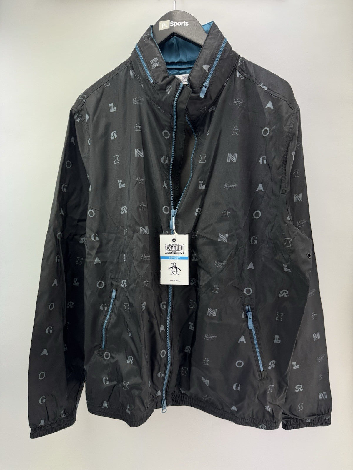 Penguin Original Golf Wind Jacket Logo Print Hood Lightweight UK Large /286530