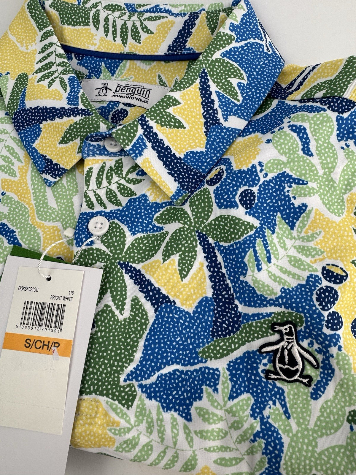 Men’s Original Penguin All Over Ibiza Print Golf Polo Shirt Size UK Small/ 311332