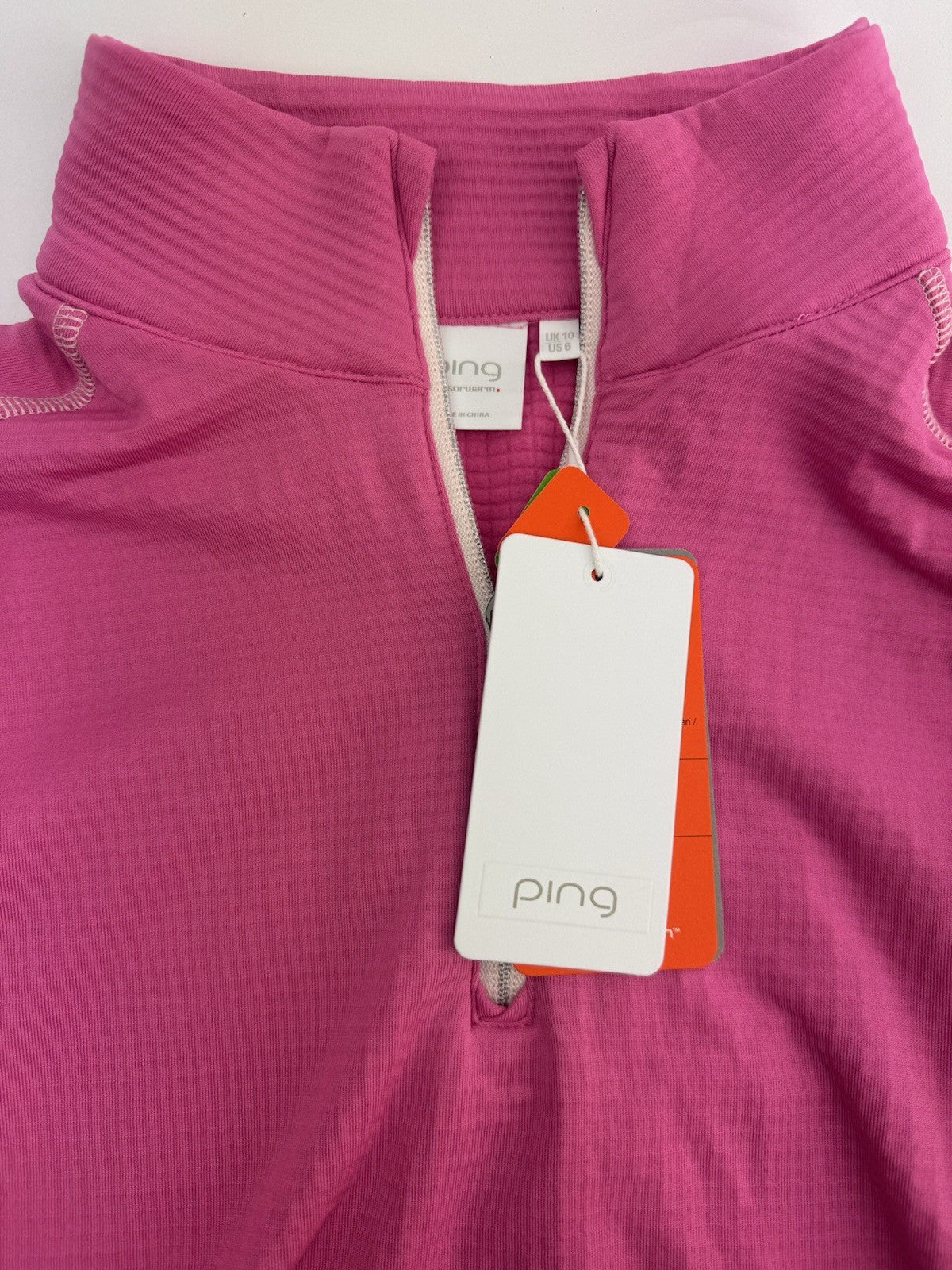 Ping Sonya Zip Neck Ladies Pullover Sweater Size 10/ Flamingo Pink/ New/ 309118