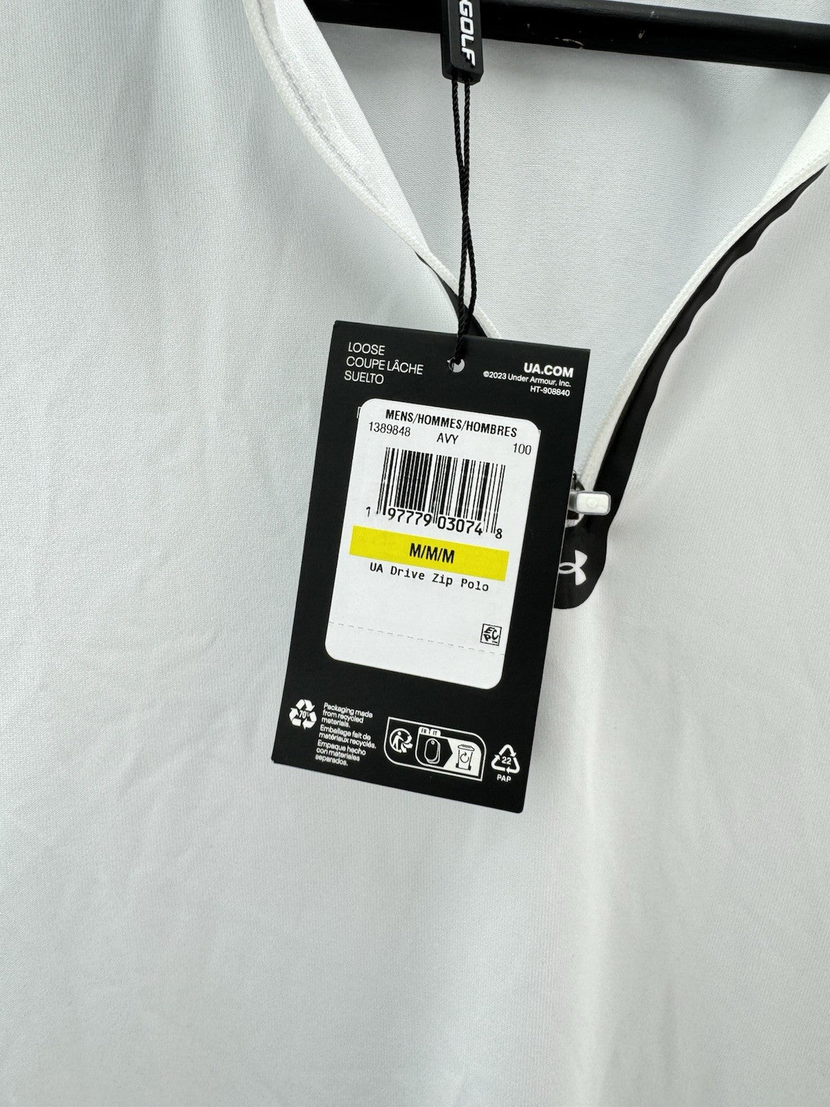 Under Armour Golf Drive Zip Polo Shirt UK Medium /White /New /285166