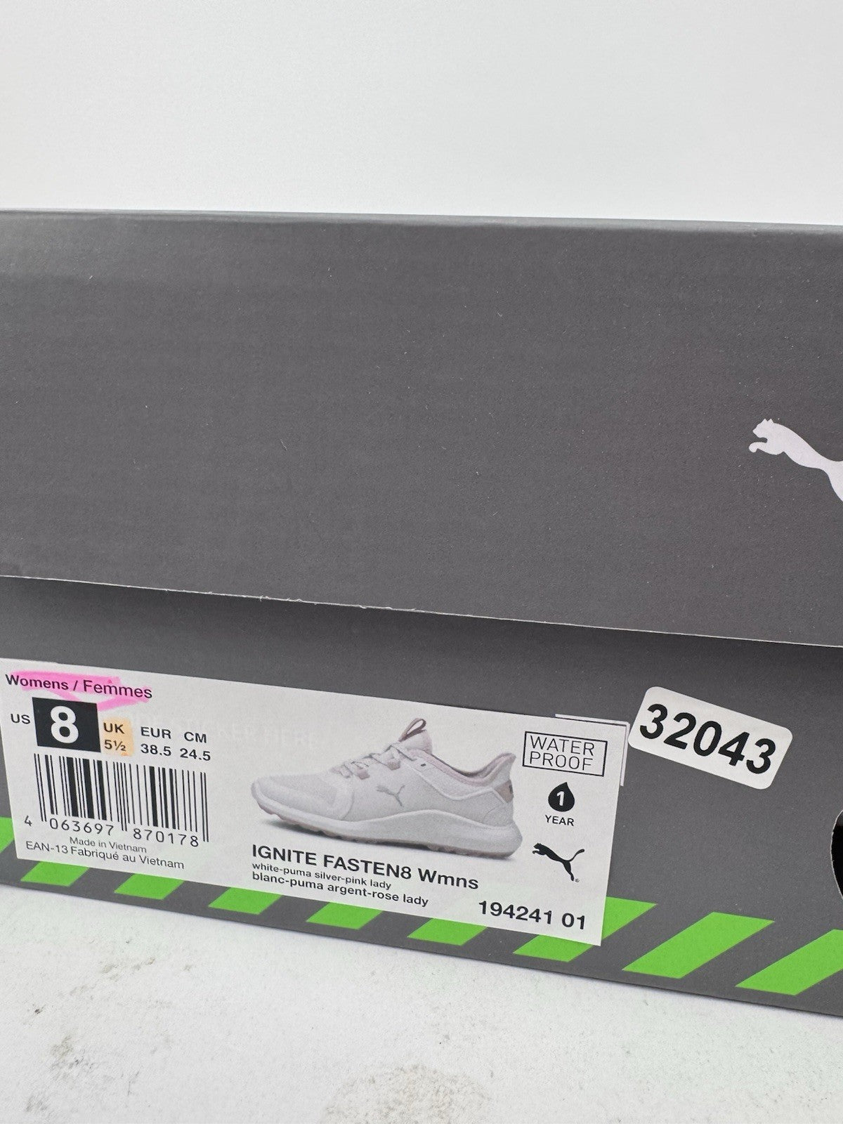 Puma Women's Ignite Fasten8 Trainers Size UK 5.5 White Pink Golf Shoes/320438