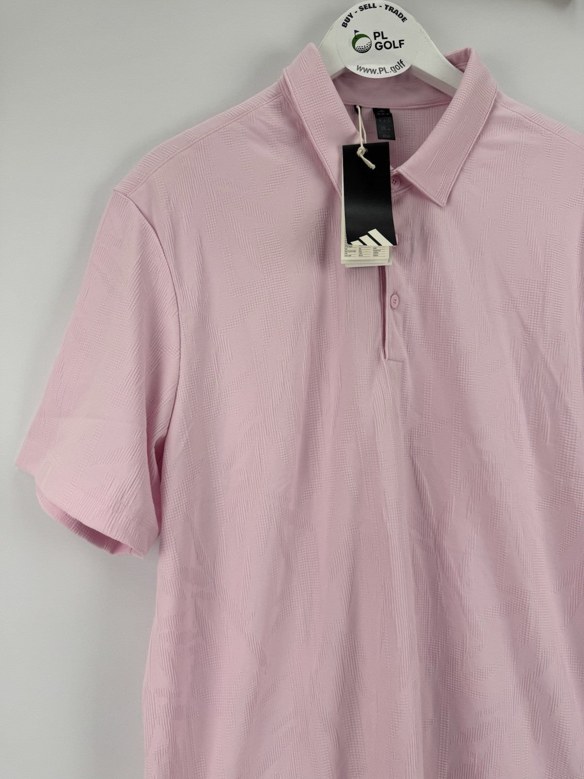 Adidas Go-To Textured Golf Polo Men's Size Large Clear Pink Short Sleeve/329382