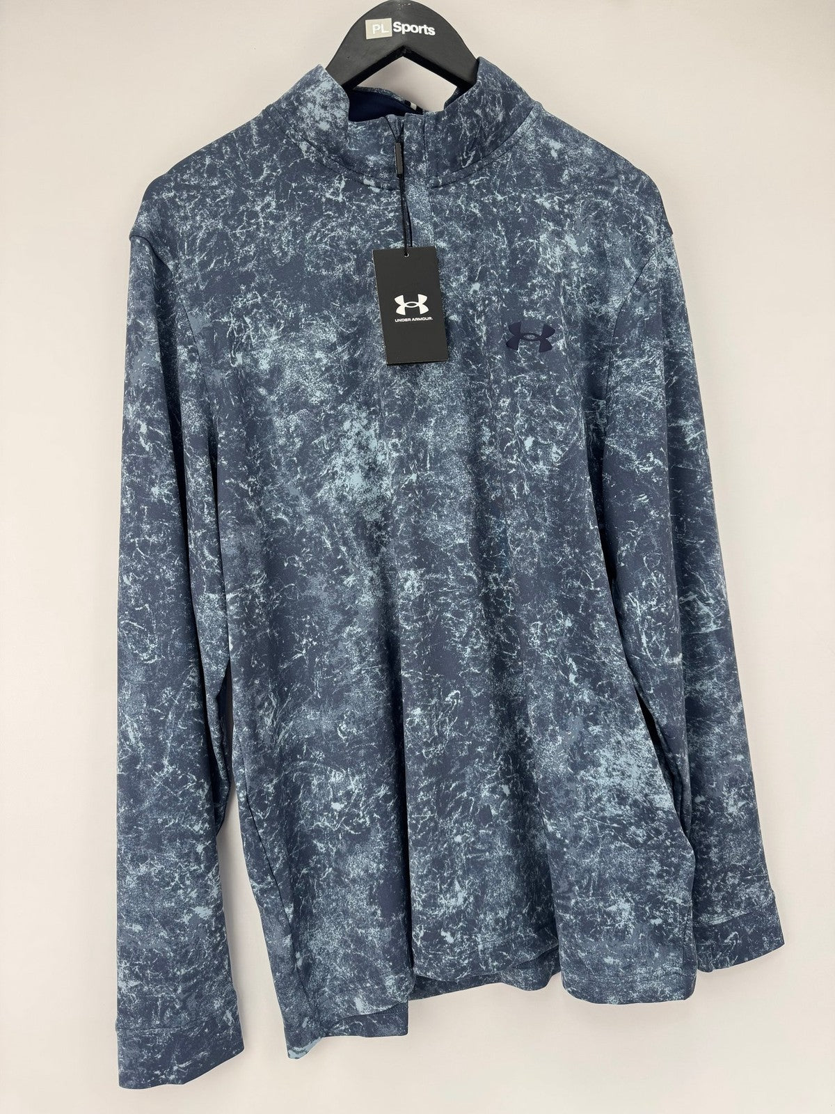 Mens Under Armour Playoff Printed 1/4 Zip Size Large Navy Lightweight/352912