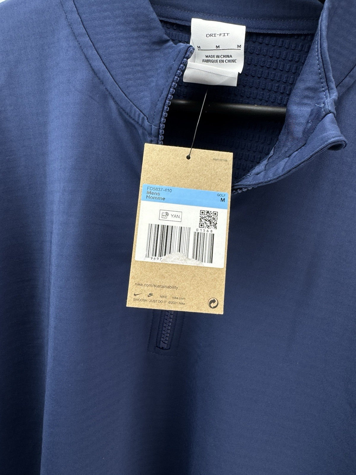 Nike Golf Pullover Victory 1/2 Zip /Light Grey /UK Medium /Navy /New /279606