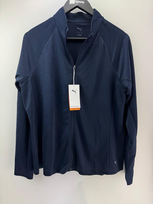 Womens Puma Lightweight Full Zip Knitted Golf Jacket Deep Navy Size L/ 300800