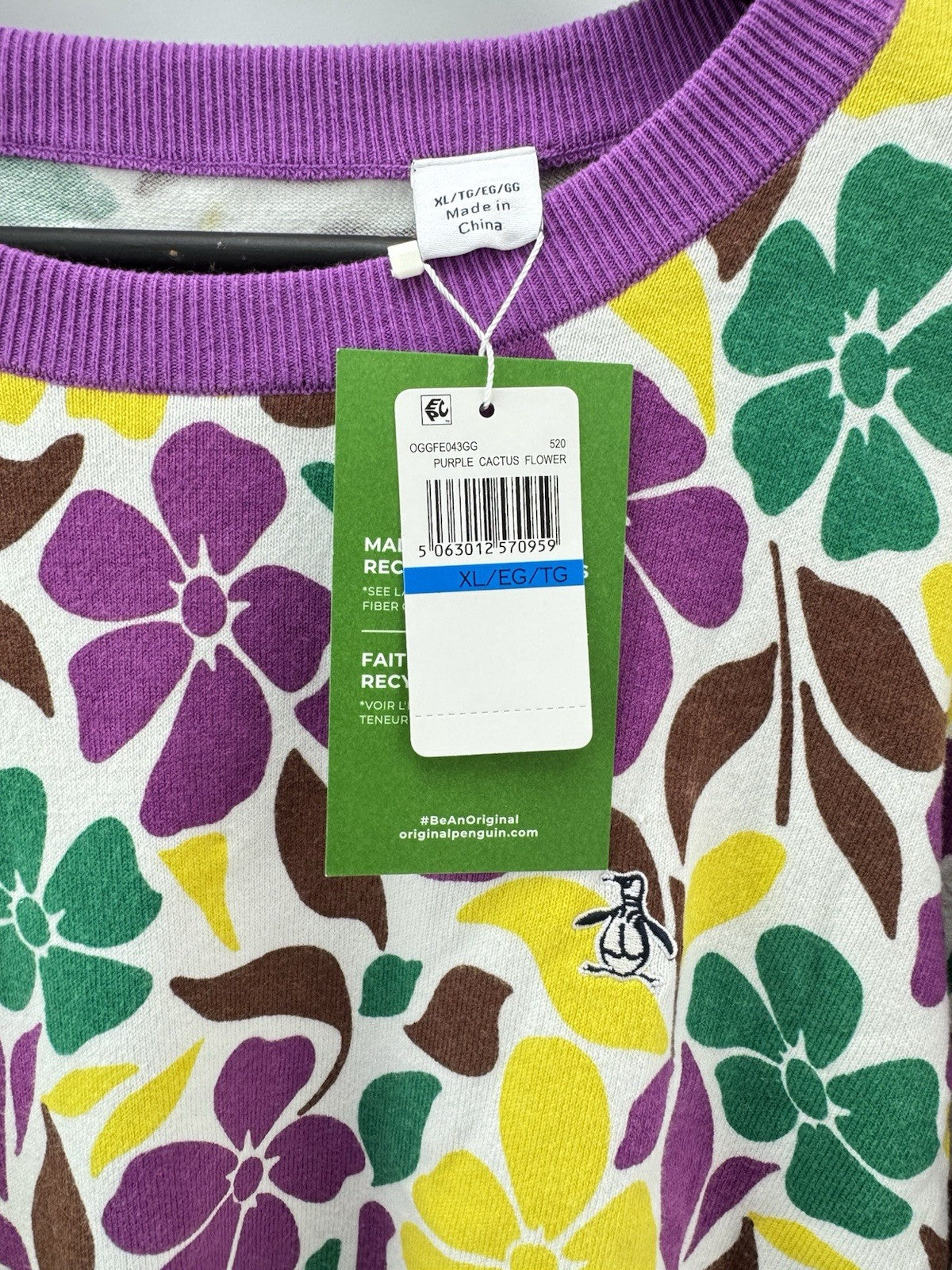 Penguin Golf Ladies Pullover Printed Floral Purple Cactus UK XL /New /300866