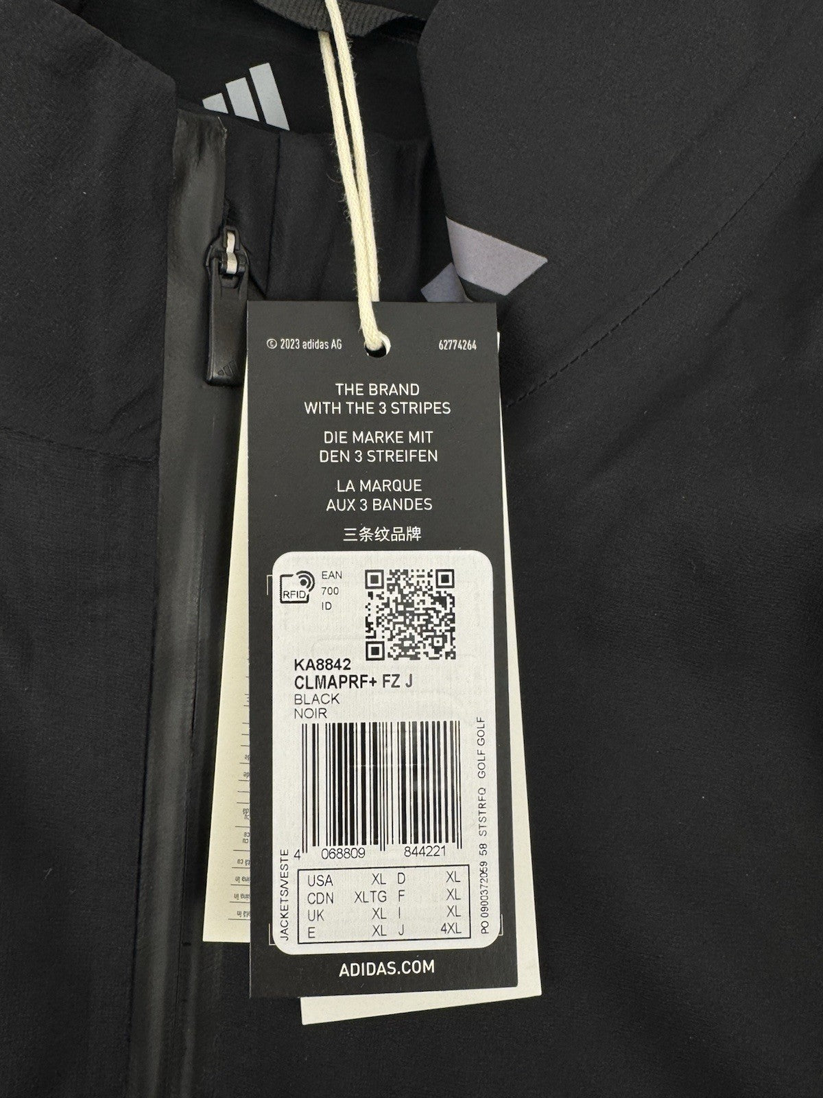 Adidas ClimaProof Black Golf Jacket Men's Size XL Waterproof Lightweight/325089