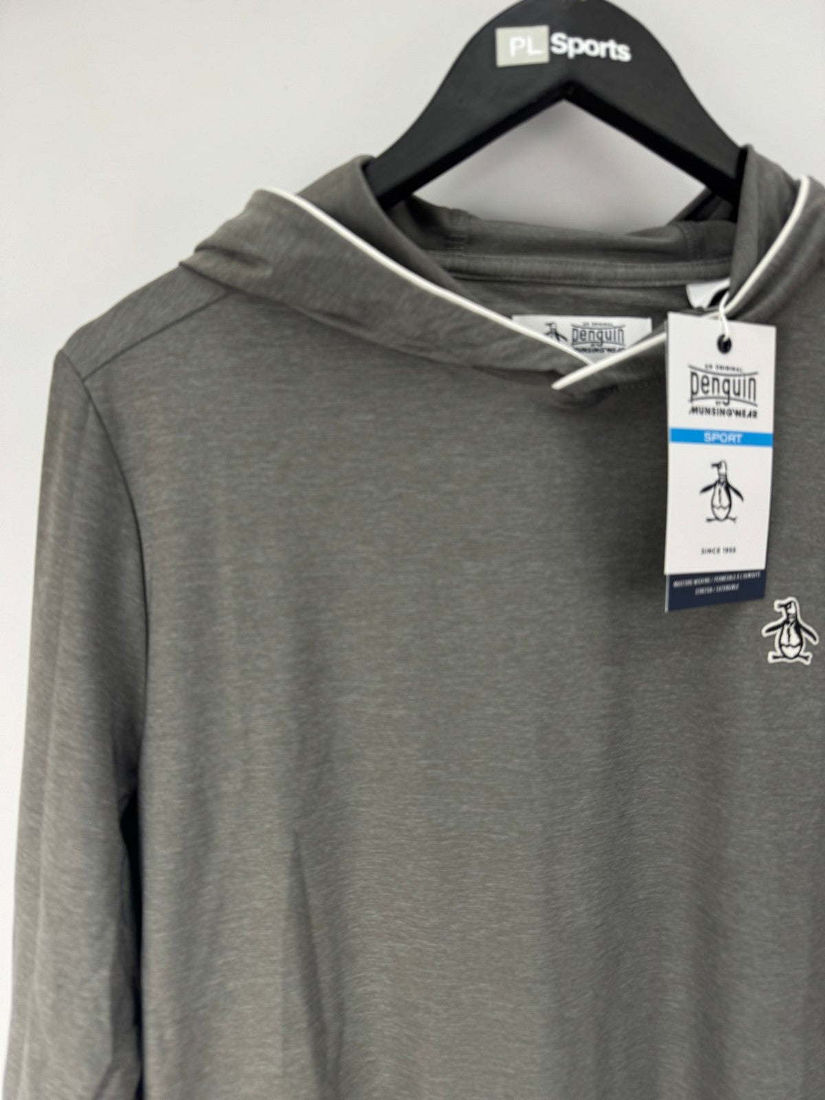 Penguin Sport Mens Hoodie Size S Grey Long Sleeve Lightweight Pullover/353082