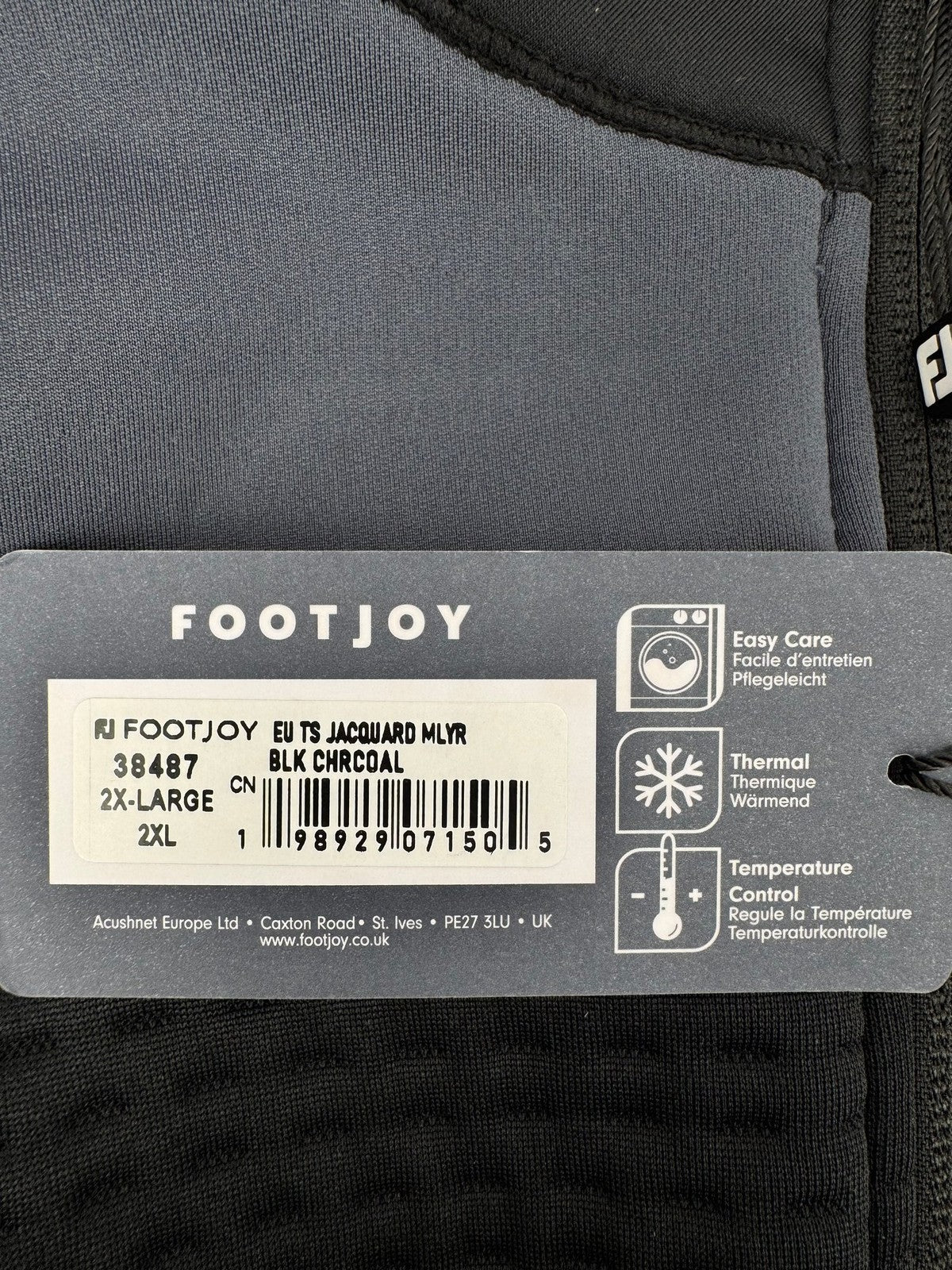 FootJoy ThermoSeries Jacquard Midlayer Men’s Size XXL Black/Charcoal/336171