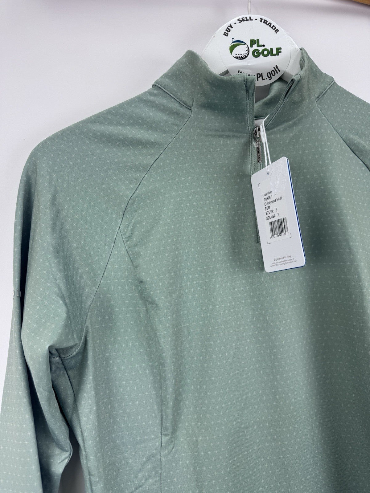Ping Jasmine Golf Jumper Women's UK Size 6 Green Multi Long Sleeve Zip Up/315131