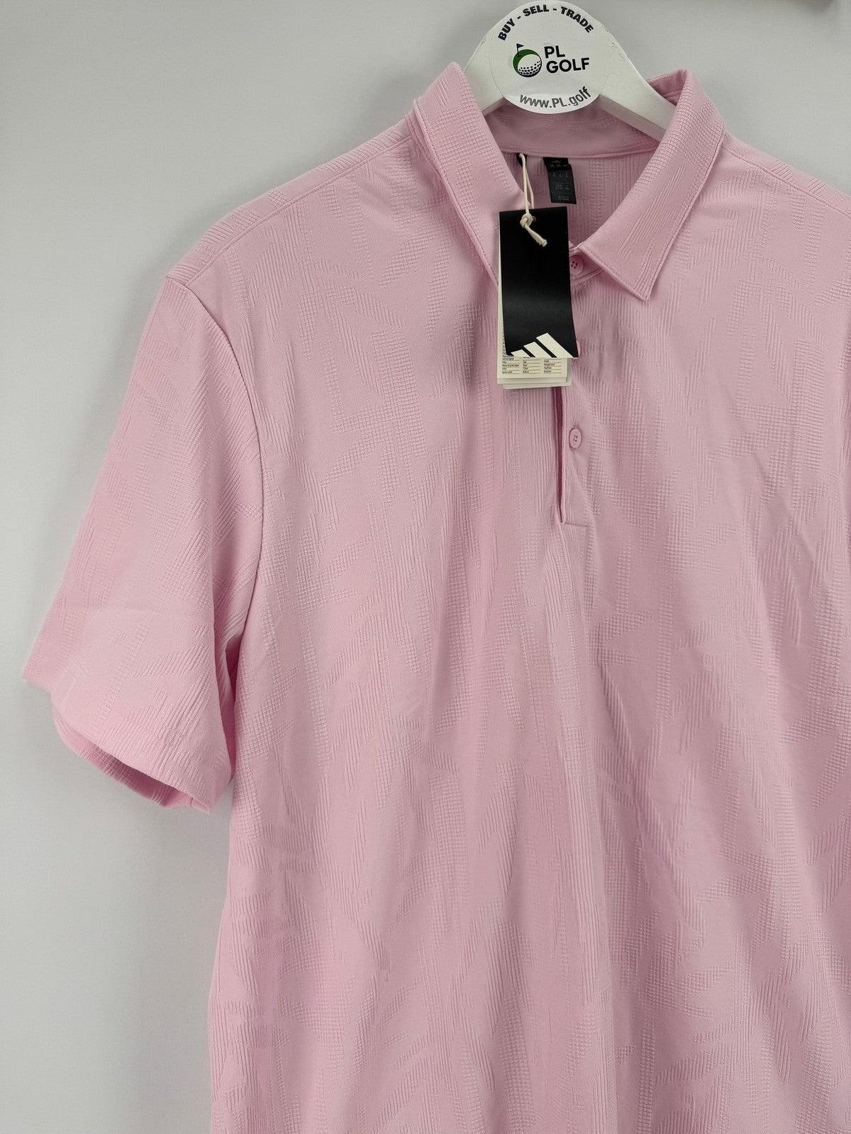 Adidas Go-To Textured Golf Polo Men's Size Medium Clear Pink Short Sleeve/329352