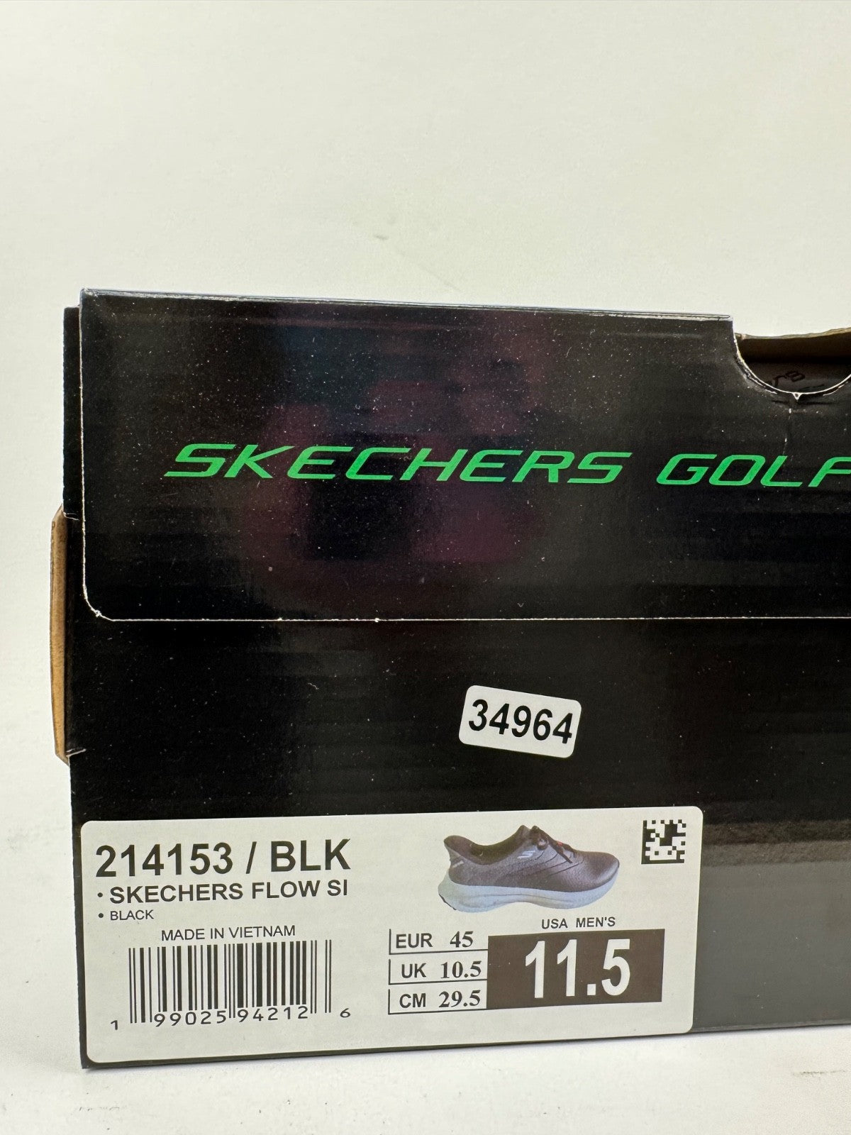 Skechers Flow Slip Ins Golf Shoes Men's UK 10.5 Black Waterproof Comfort/349649