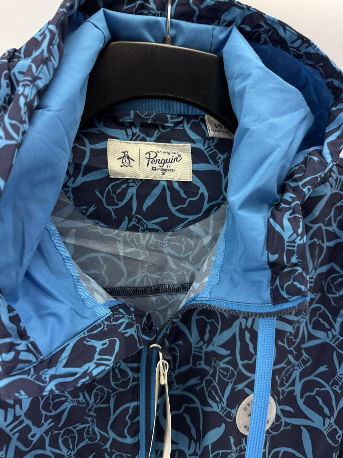 Penguin Golf Trademark Printed Wind Jacket 1/4 Zip Pullover UK Small /New /252458