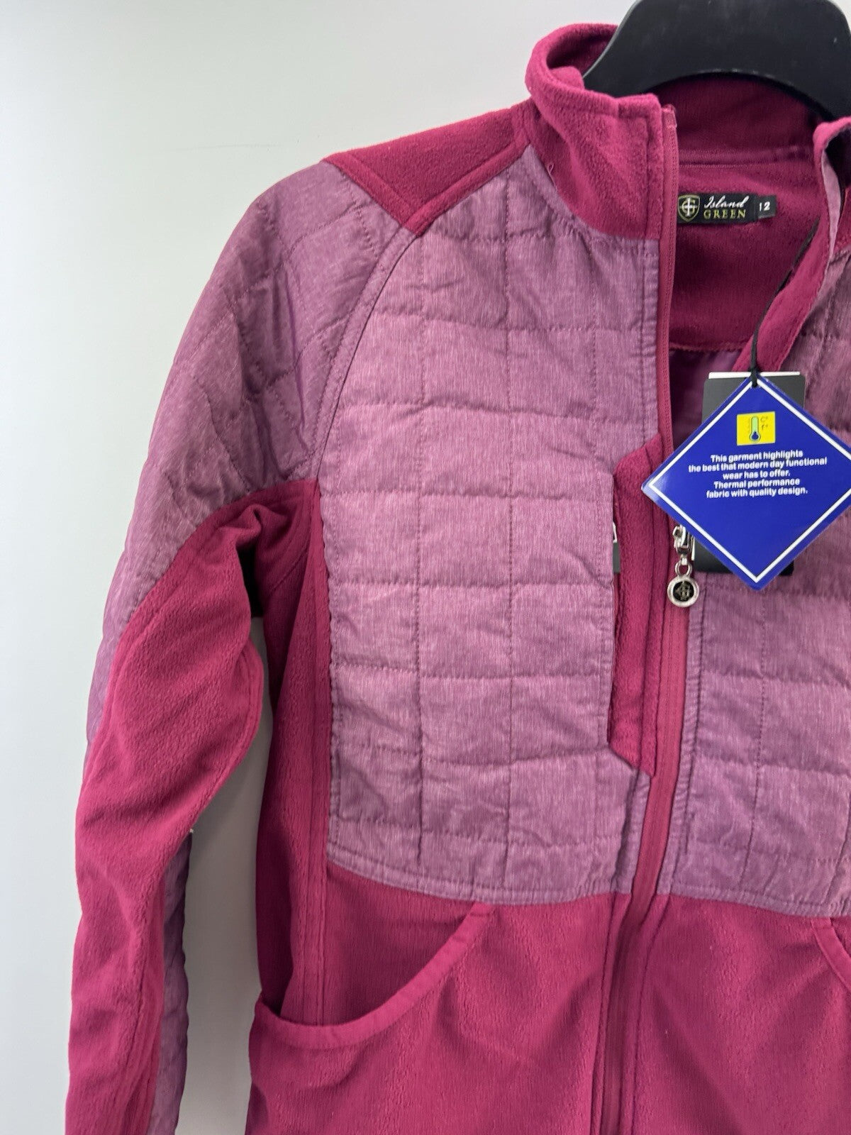 Island Green Women’s Jacket Thermal Lightly Padded UK 12 /Burgundy /New /218182