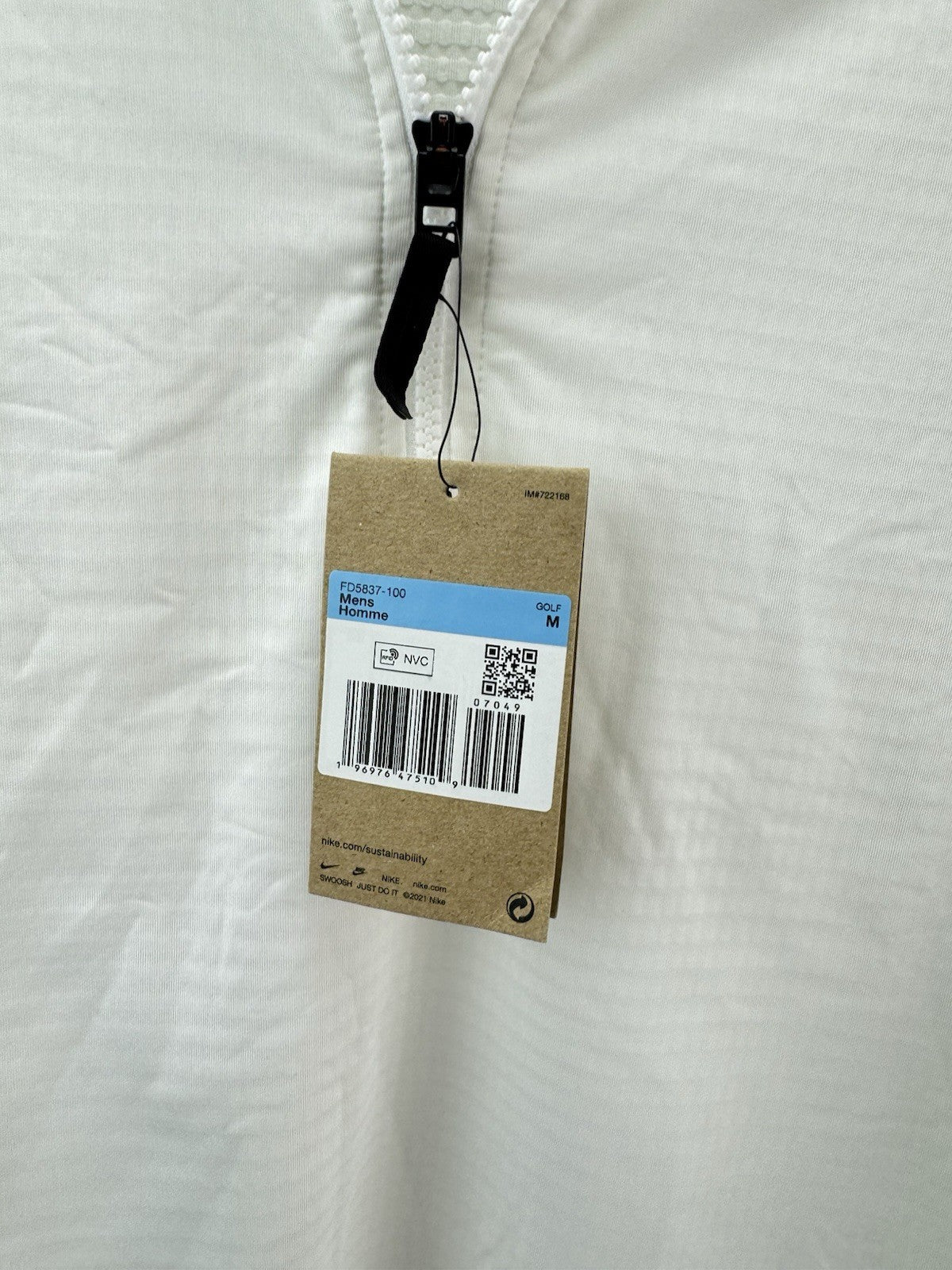 Nike Golf Pullover Victory 1/2 Zip /Light Grey /UK Medium /White /New /276896