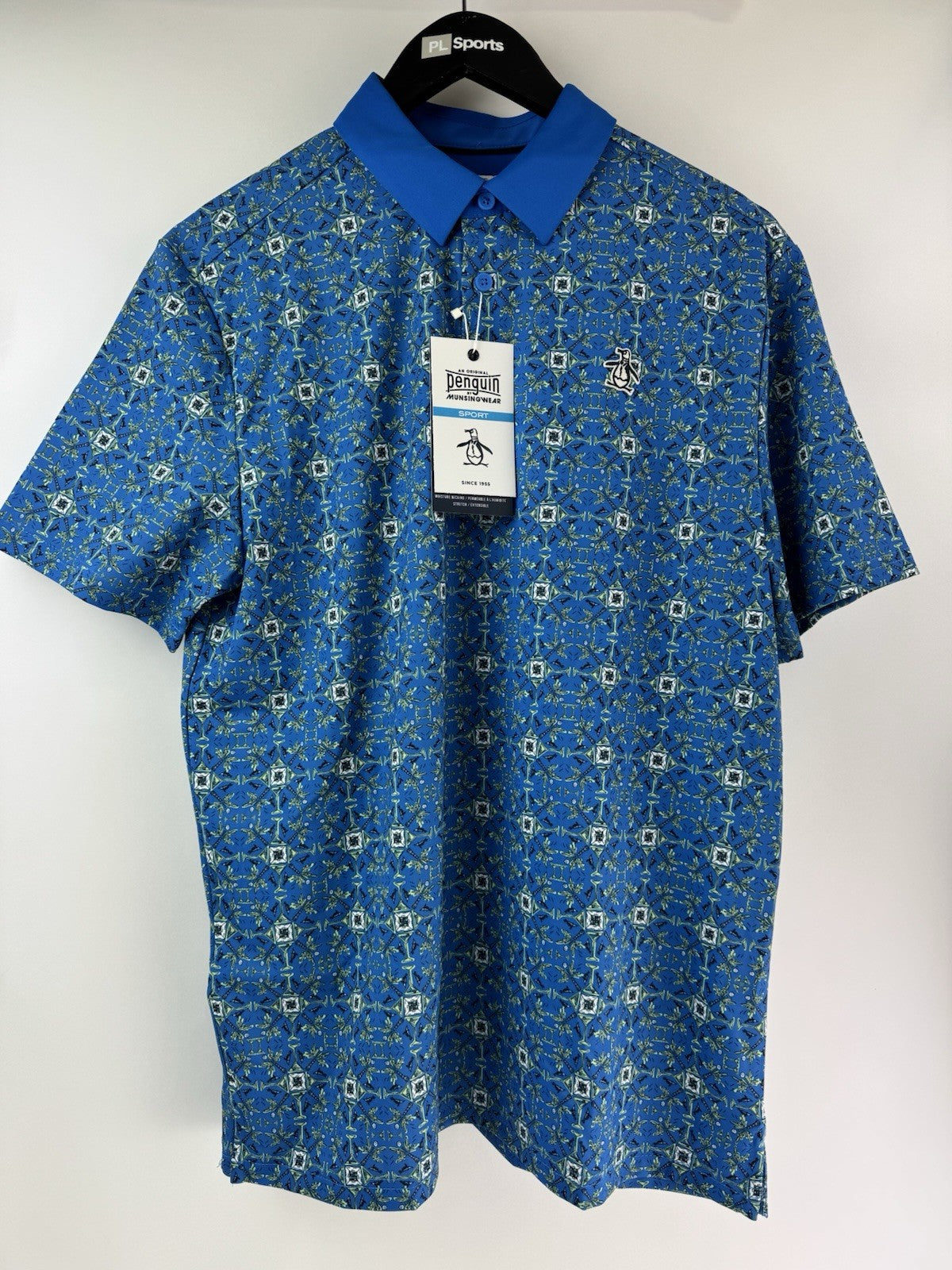 Men’s Original Penguin All Over Cocktail Golf Polo Size Small/ French Blue/311363
