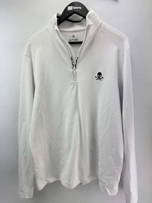 G Fore Golf Pullover 1/4 Zip Brushed Back Tech UK Medium /White /New /286800