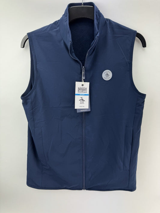 Original Penguin Golf Gilet Mixed Media Reversible UK Small /Navy /252550