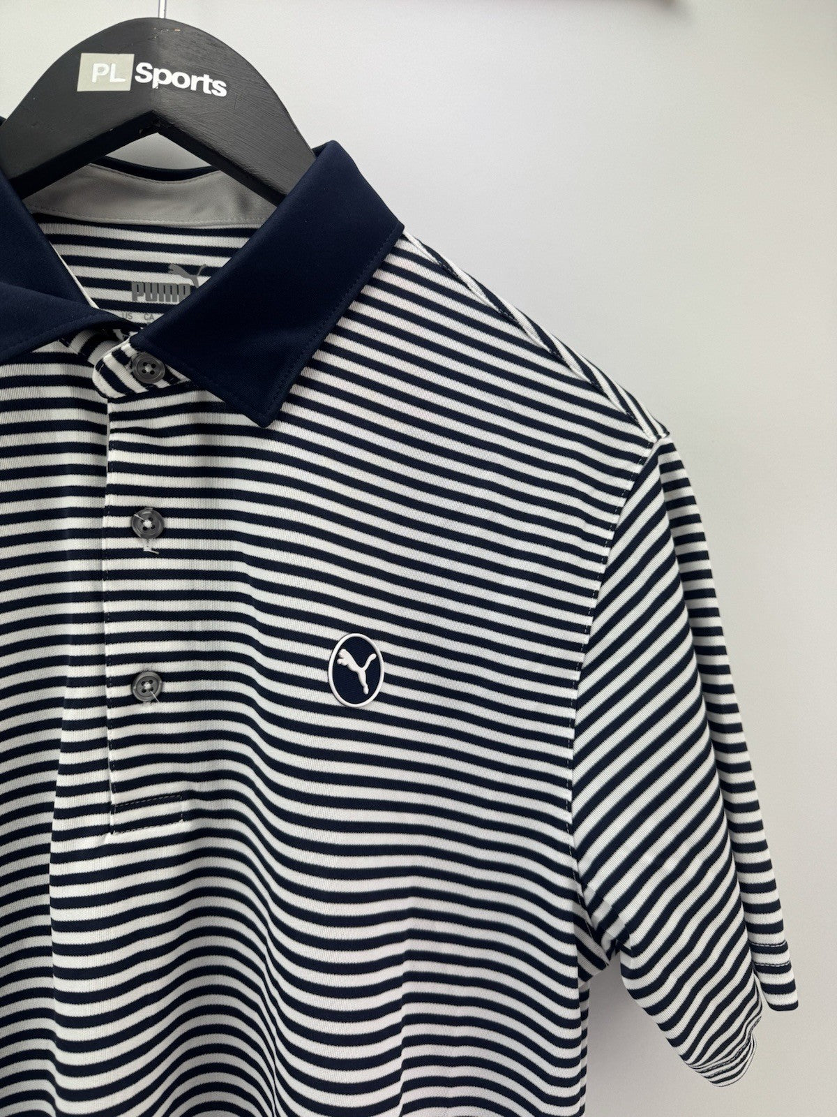 Puma Golf Pure Stripe Polo Shirt Mens UK Medium /Navy /White /New /308115