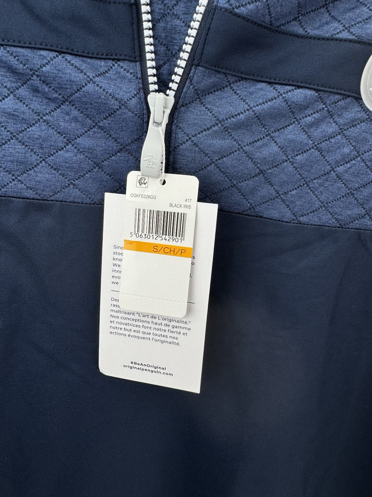 Original Penguin Pullover Heritage Block 1/4 Zip UK Small /Navy /New /252166