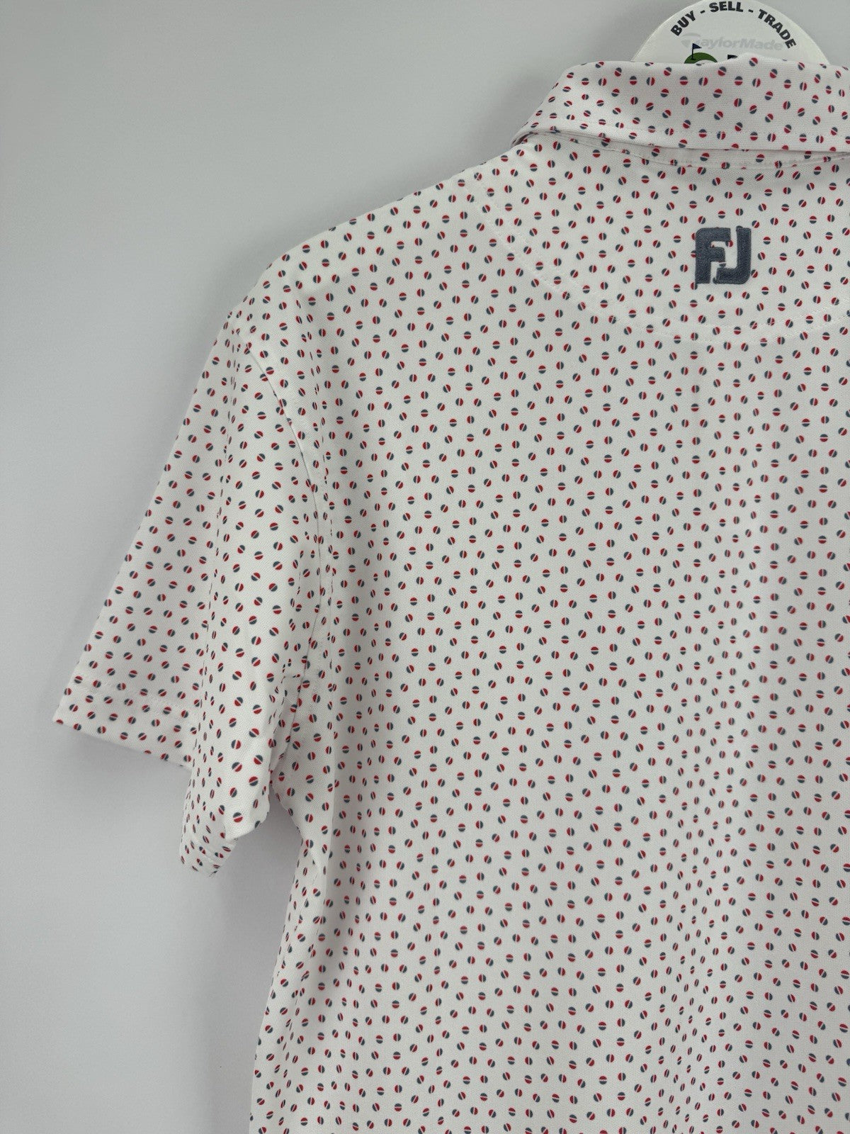 FootJoy Mens Bounce Print Pique Polo Shirt Size Small White Hibiscus Flint/330488
