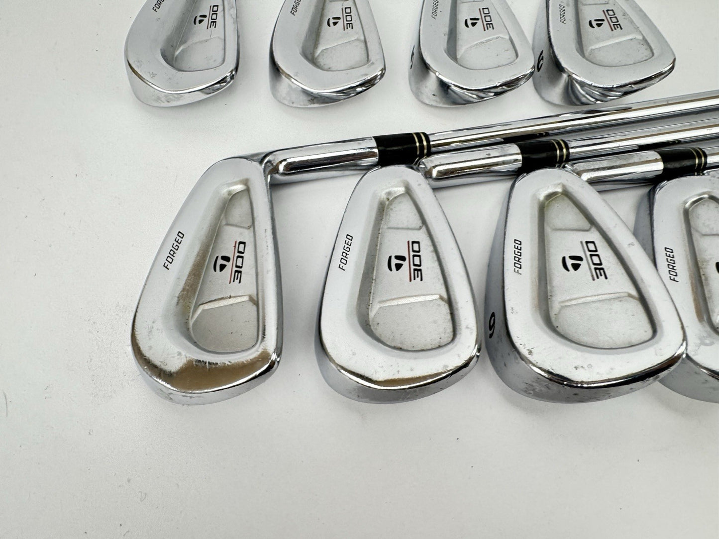 Taylormade 300 Forged Irons 3-PW Rifle 6.5 X Flex Steel +1/2” /New Grips /343272