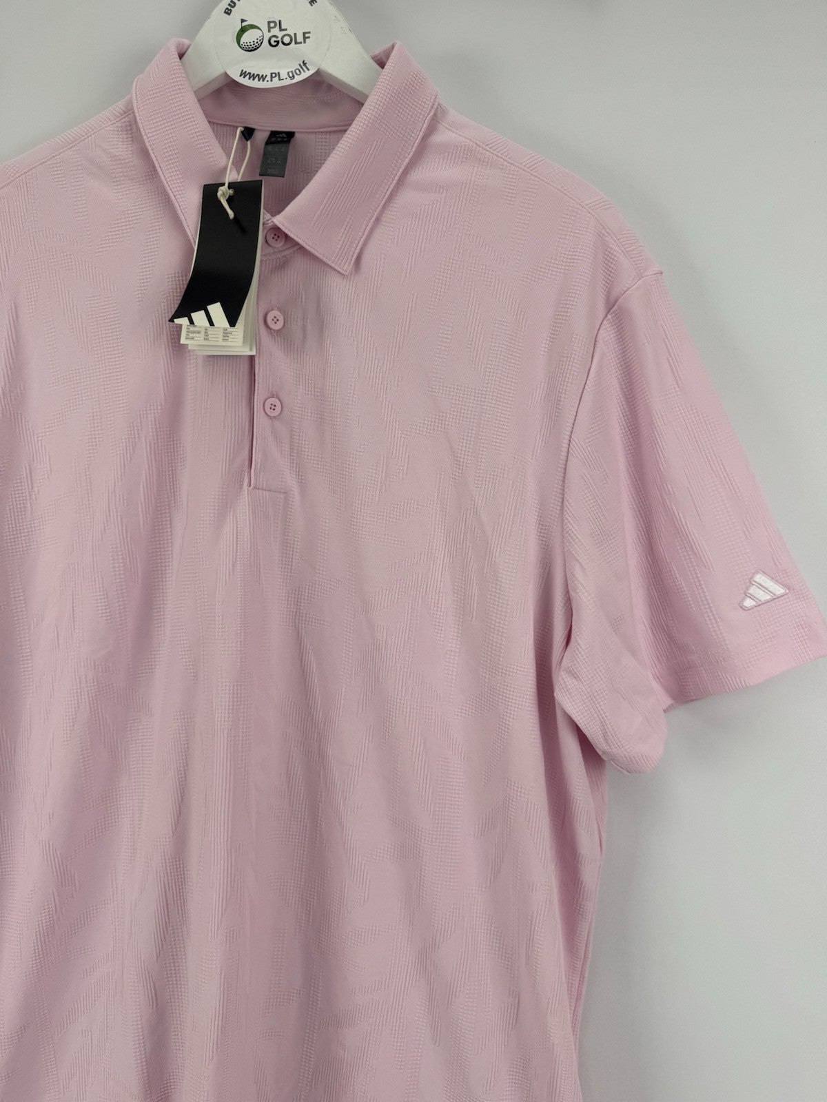 Adidas Go-To Textured Golf Polo Men's Size Large Clear Pink Short Sleeve/329381