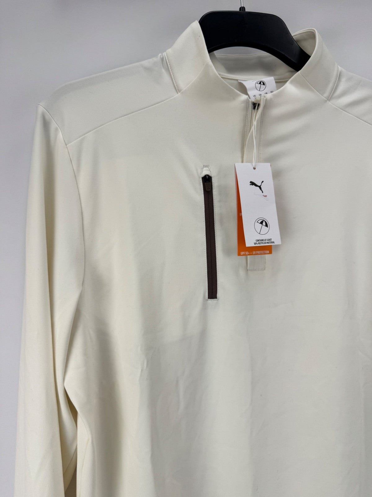 Puma X AP Cloudspun Tech 1/4 Zip Men's Pullover Size XL Warm White/365083