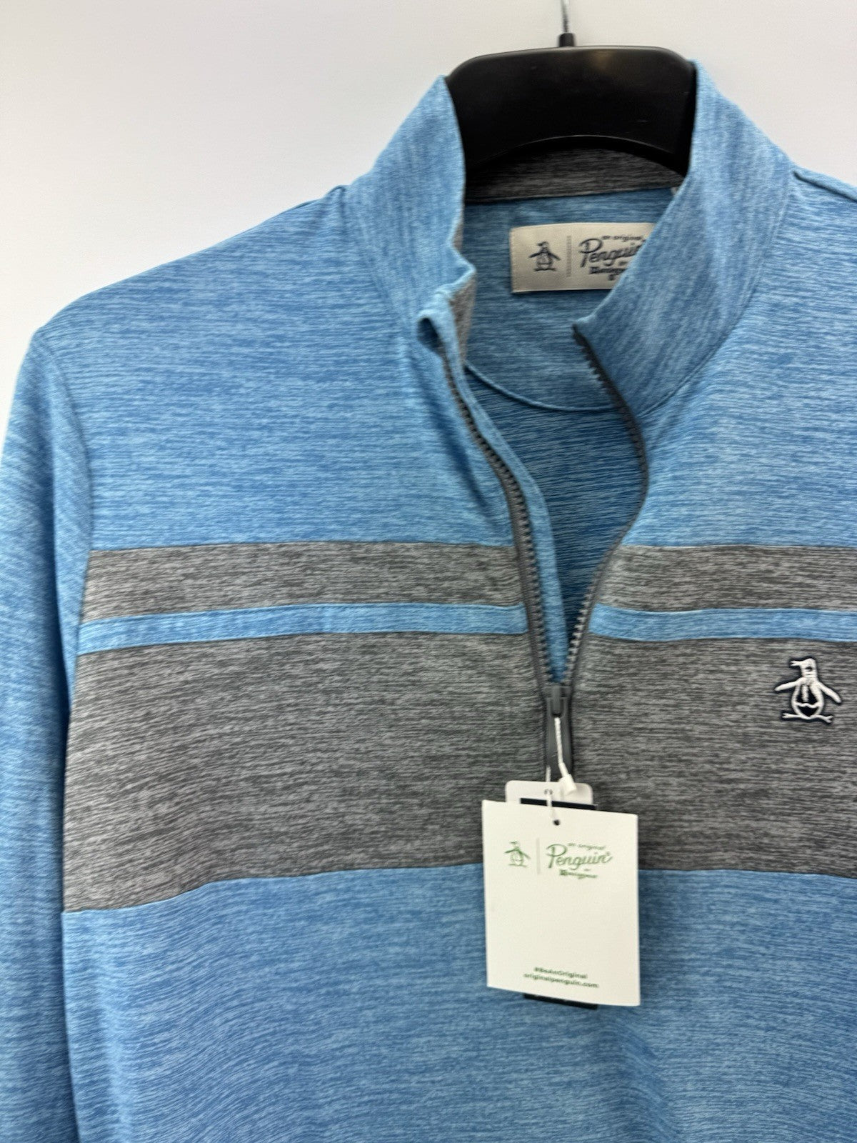 Original Penguin Pullover Colour Block 1/4 Zip UK Small /Blue /New /234203