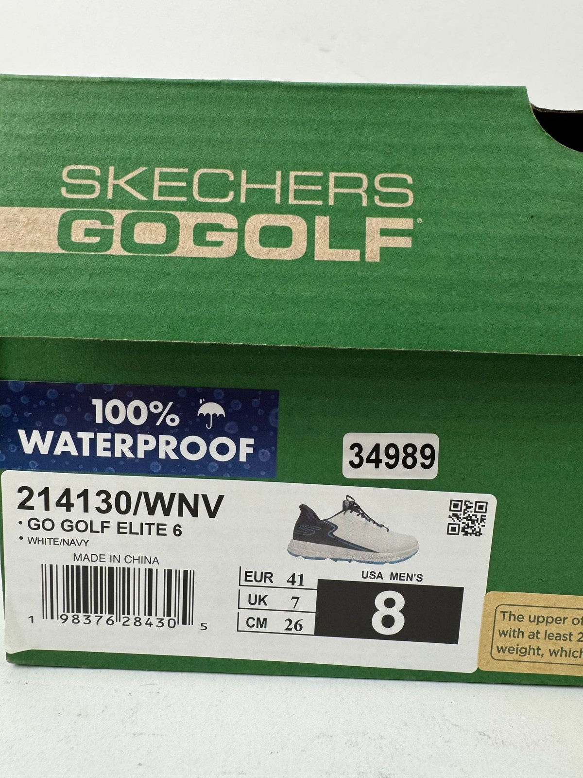Skechers Go Golf Elite 6 Golf Shoes Men's Size UK 7 White Navy Waterproof/349891