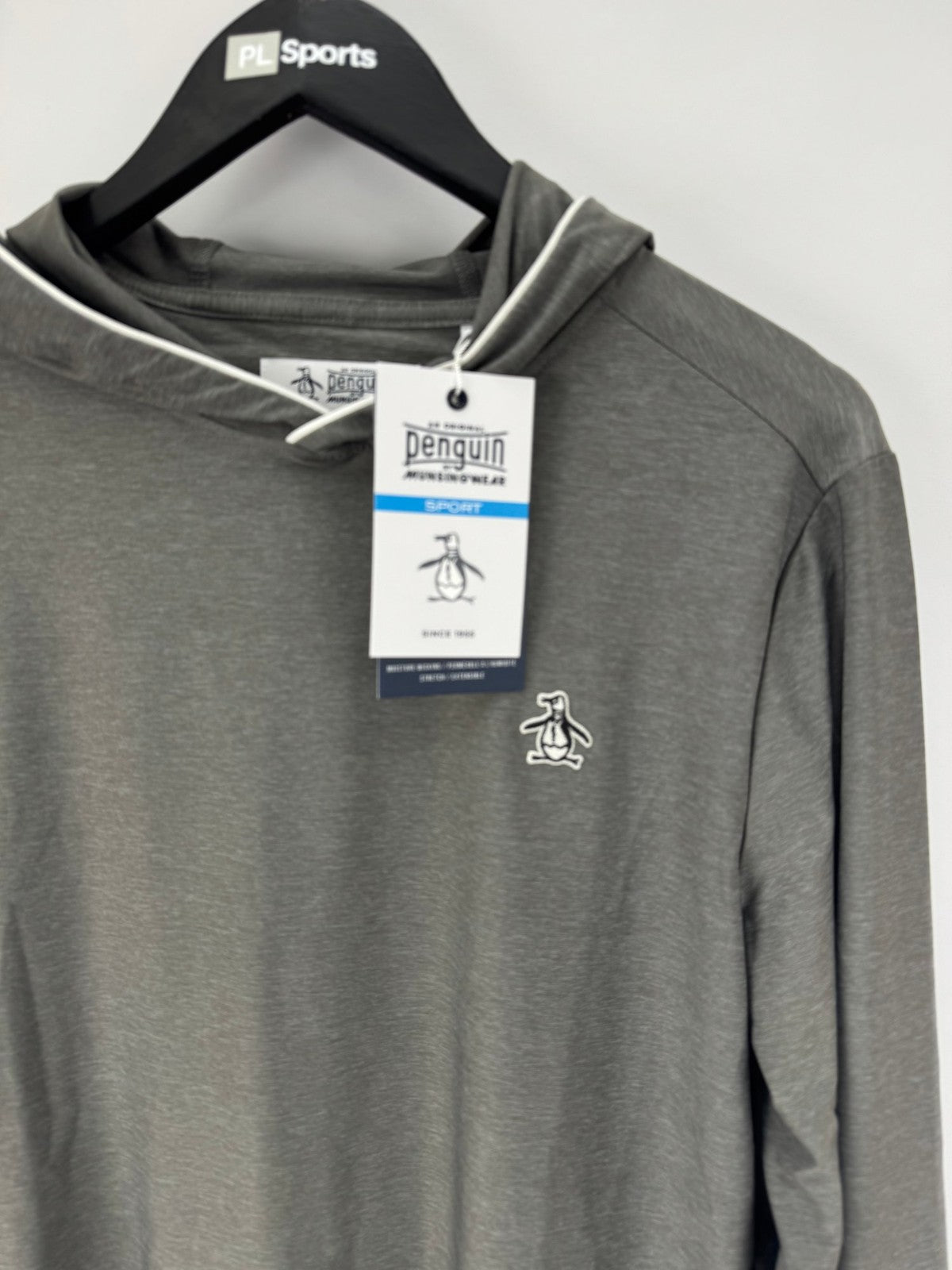 Penguin Sport Mens Hoodie Size S Grey Long Sleeve Lightweight Pullover/353081