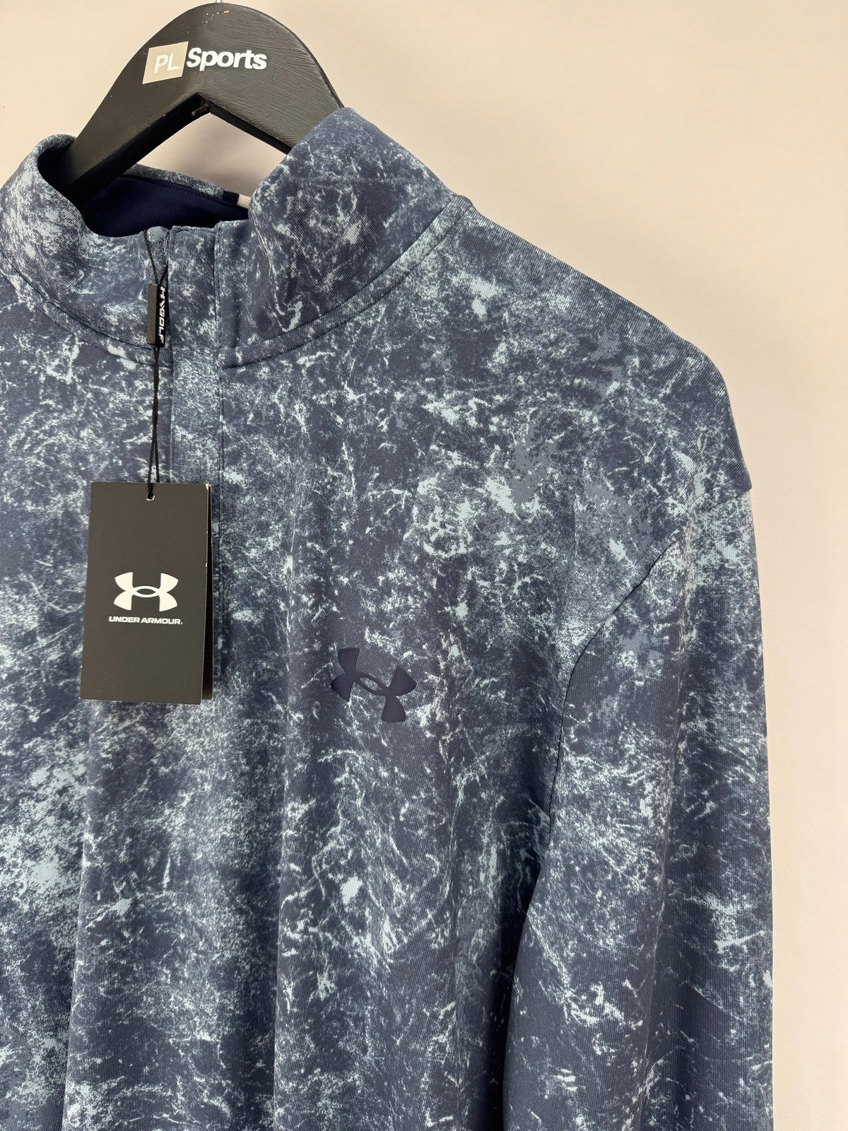 Mens Under Armour Playoff Printed 1/4 Zip Size Large Navy Lightweight/352913