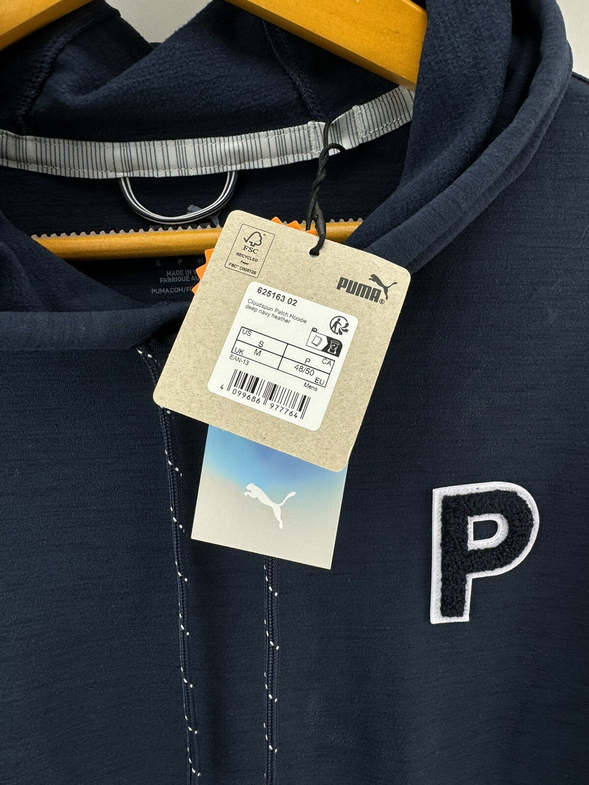 Puma Golf Mens Hoodie Cloudspun Patch UK Medium /Navy /New /207637