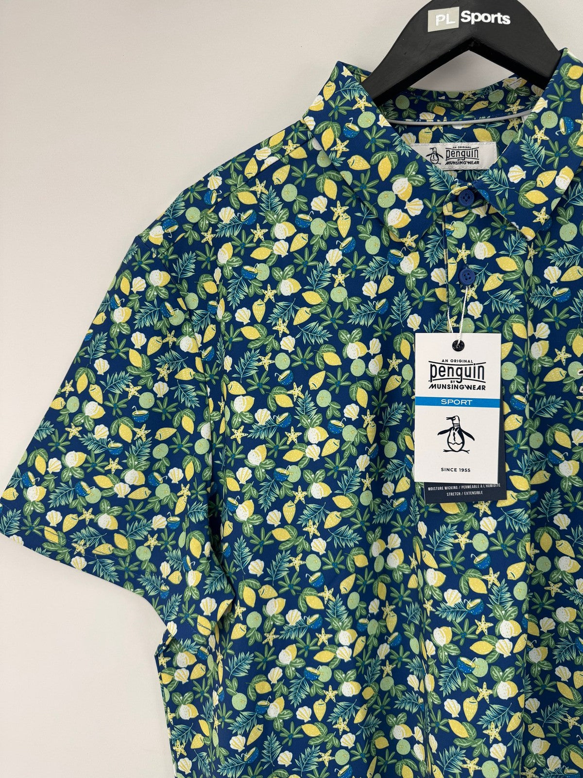 Original Penguin Galaxy Blue Short Sleeve Polo Mens Large Floral Pattern/352943