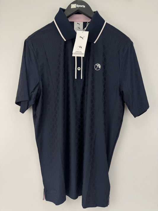 PUMA X Arnold Palmer Tipped Jac Golf Polo Shirt Men's Size Medium Navy/353870