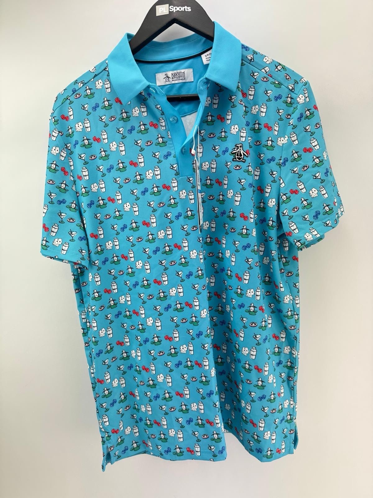 Mens Original Penguin Golf Polo All over Retro Mens UK Small /New /306470