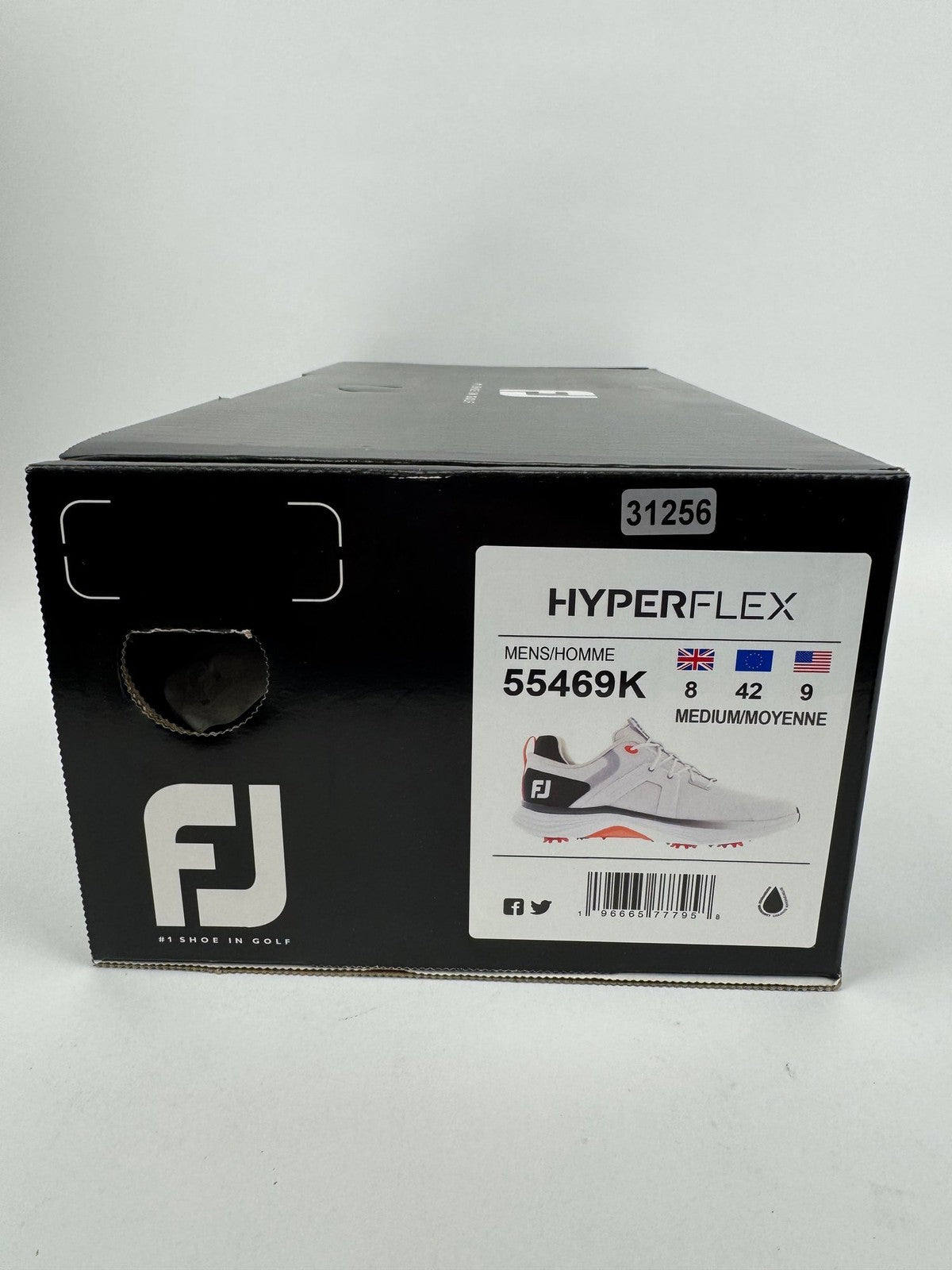 FootJoy Hyperflex Men's Golf Shoes Size UK 8 White Red Comfortable Spiked/312569