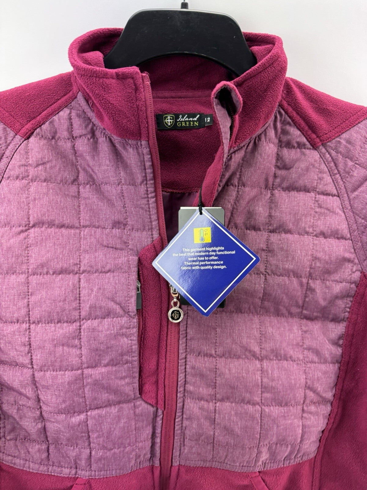Island Green Women’s Jacket Thermal Lightly Padded UK 12 /Burgundy /New /218183
