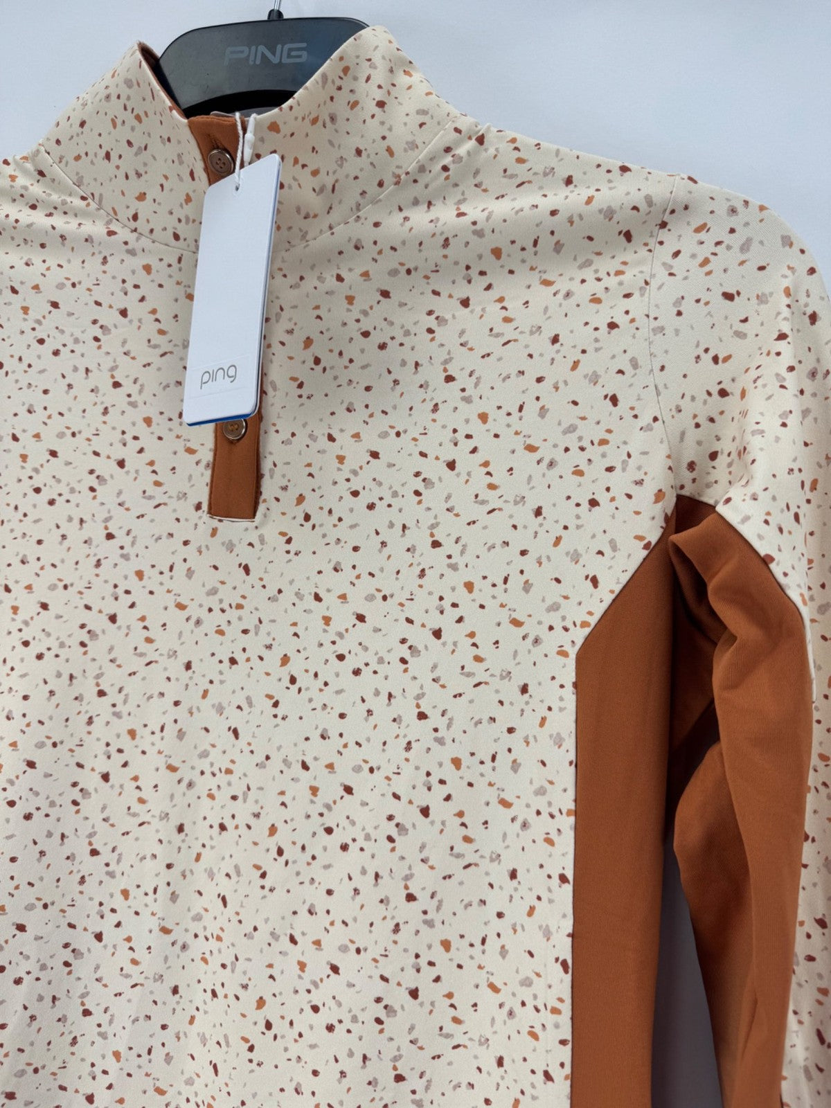 Ping Lolette Antique White Multi Auburn Women's Top Size 10 Long Sleeve/373612